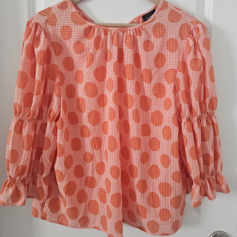 Orange & Pink Polkadot Blouse